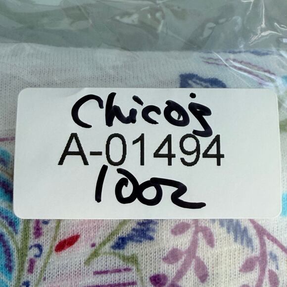 Chicos Top Womens 2 / US Large Multicolor Printed V-neck Relaxed 3/4 Sleeve - Picture 13 of 15